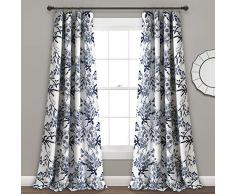 Lush Decor Botanischer Garten Vorhänge Blumen-Vogeldruck Raum Verdunklung Fenster Panel Set für Wohnzimmer 95 x 52 Panel Pair Navy