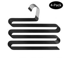 KingBig Hosenbügel Mehrschichtiger S-Style Jeans Hosenbügel rutschfest Edelstahl Kleiderbügel Kleiderbügel Kleiderbügel Kleiderbügel platzsparend für Hosen Jeans Schal hängend 4 Stück