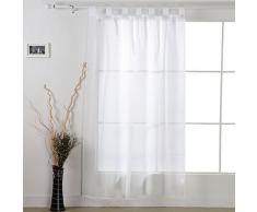 Deconovo Voile Vorhänge, Gardinen mit Schlaufen, Weiß, 245x140 cm