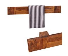 Wohnling Handtuchhalter Massivholz Sheesham 110 cm Wand-Regal Landhaus-Stil Bad-Zubehör Badezimmer-Möbel Natur-Produkt Badregal Design Handtuchstönder Naturholz unbehandelt Badablage zum Aufhöngen