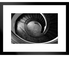 Poster Gießerei Wendeltreppe Architektonische Schwarz und weiß Foto Kunstdruck von proframes 26x20 inches Matted Framed Poster