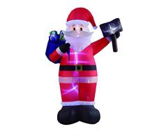 VIDAMORE 8 ft Hoch Weihnachten aufblasbarer Weihnachtsmann mit Geschenk Tüte und Schild Rasen Yard Garten Outdoor Dekoration