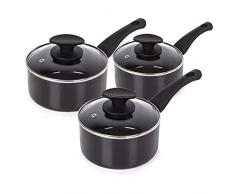 TOWER 3-teiliges Pfannen-Set, 16/18/20 cm – Schwarz