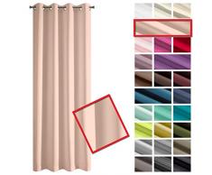 Eurofirany Rita Vorhang Gardine Glatt Schlicht Einfarbig - 8 Ösen Modern Schlafzimmer Wohnzimmer Lounge Kinderzimmer 1 Stück Einzeln, Polyester, Puder, 140X250 cm