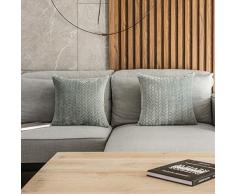 UGASA Dekokissen mit Weizenohren, gestreift, weicher Samt Modern 18x18, 2 Packs grau