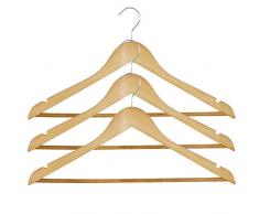 MSV Kleiderbügel aus Holz 3 Stück, Metall, Braun/Silber, 30 x 20 x 15 cm