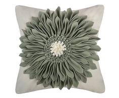 OiseauVoler 3D Sonnenblumen Bestickt Werfen Kissen Handgefertigt Deko Kissenbezüge für Home Sofa Auto Bed Room Decor 45,7 x 45,7 cm Blumenmuster 18 x 18 inch Grün