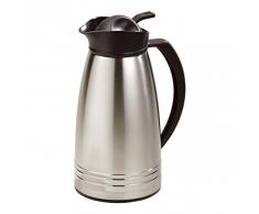 axentia Isolierkanne in Silber, Warmhaltekanne aus rostfreiem Edelstahlkörper, Kaffeekanne mit Glaseinsatz und Einhand-Ausgießautomatik, Teekanne mit Kunststoff-Griff, Volumen: ca. 1 L