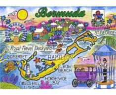 World By Shotglass Bermuda Karte Karibik Kühlschrank Collector s Souvenir Magnet 6,3 x 8,9 cm