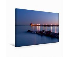 Premium Textil-Leinwand 45 cm x 30 cm quer Blaue Stunde | Wandbild, Bild auf Keilrahmen, Fertigbild auf echter Leinwand, Leinwanddruck