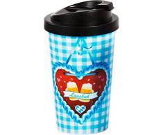 infinite by GEDA LABELS Coffee to go Lausbub Becher, Kunststoff, Blau/Weiß, 9 x 9 x 17 cm