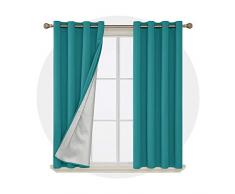 Deconovo Verdunkelungsgardinen mit Ösen Gardinen Blickdicht Vorhang Kinderzimmer 138x117 cm Türkis 2er Set