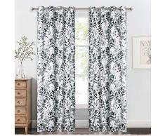 KGORGE Bedruckte Verdunkelungsvorhänge, Aquarell-Laubage Garten W52 x L84 Watercolor Foliage | Grey