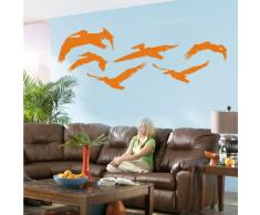 INDIGOS 4052166088626 Wandtattoo w481 Vögel Wandaufkleber 120 x 44 cm, orange