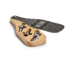 Zeller Wein-Set, 4-TLG, Gummibaum/Glas/Edelstahl, Schwarz, ca. 10 x 27, 8 x 3 cm