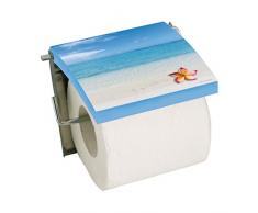 MSV Toilettenpapierhalter, MDF (Mitteldichte Holzfaserplatte), Edelstahl rostfrei, Blau