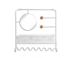 Umbra 299603-660 Estique stylischer Accessoire Aufbewahrer mit Spiegel aus Metall, Garderobe, Taschen-/Schalhalter, All in One, weiÃ