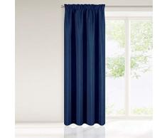 Eurofirany Amelia Gardine Vorhang Kräuselband Einfarbig Leinwandbindung - Wohnzimmer Lounge 1 STK, Polyester, Blau, 140X270cm
