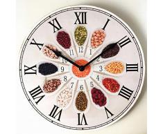 Salome Idee Holz Wanduhr Classic Retro Vintage batteriebetrieben geräuschlos Silent 27,9 cm für Home Deko-, Bunt, Verschiedene Wanduhr D01