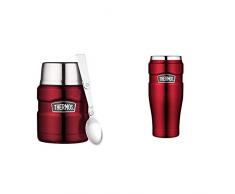Thermos Stainless King Set: 1 x SK Speisegefäß, Edelstahl Cranberry 0,47 l + 1 x SK Thermobecher Edelstahl Cranberry 0,47 l, Spülmaschinenfest, hält Lange heiß und kalt, 100% dicht, BPA-Free