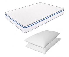Ailime Memory-Schaum Matratze einfache Französisch-Schaum 140 x 190 Höhe 22 cm ORTOPEDICO Kissenpaar Hohe anticervicale 13 cm
