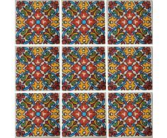 Color y Tradicion C207 Mexikanische Fliesen, Handbemalt, 10,2 x 10,2 cm, 9 Stück