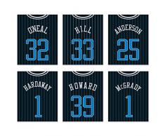 Summit Designs Orlando Magic All-Time Greats Wall Art Decor – Set von 6 Poster-Fotos – NBA Schlafzimmer Keller Legend