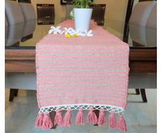 The Home Talk handgewebter Tischläufer, rustikales Bohemian-Design für Partys, Esstisch, Urlaub, Einweihungsgeschenk 13x72 INCH Blush Pink