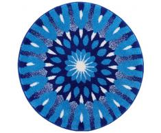 Grund Badteppich 100% Polyacryl, ultra soft, rutschfest, ÖKO-TEX-zertifiziert, 5 Jahre Garantie, EINSICHT, Badematte 100 cm rund, blau