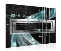 Bilder Abstrakt Wandbild 120 x 80 cm Vlies - Leinwand Bild XXL Format Wandbilder Wohnzimmer Wohnung Deko Kunstdrucke Blau 3 Teilig - MADE IN GERMANY - Fertig zum Aufhängen 022031b