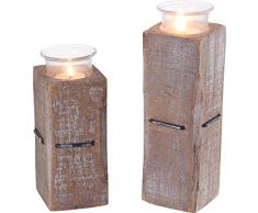Transpac Holz/Glas Single Votivkerze, klein, 2 Stück