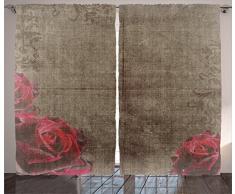 Viktorianischen Decor Vorhänge von ambesonne, verziertem Artwork mit Rosen Ornament Rahmen Bild nostalgischem Vintage Stil, Wohnzimmer Schlafzimmer Dekor, 2 Panel Set, 108 W x 84L Zoll, Rot Braun