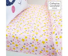 Catherine Lansfield Super Bunny Spannbetttuch für Einzelbett, pflegeleicht, Rosa