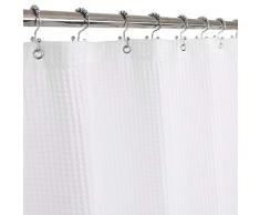 Barossa Design Stoff Duschvorhang Waffel Modern 72Wx72L White(Honeycomb)