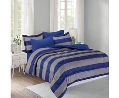 Mytex LLC Show Your Colors 11-teiliges Bett in Einer Tasche, gestreift, mit gebürstetem Stoff für zusätzliche Weichheit, Collegiate Style, Marineblau/Silber/Weiß