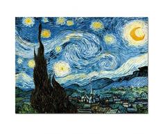 FajerminArt Starlit Night Giclée-Kunstdruck auf Leinwand von Van Gogh berühmten Öl Gemälde Replica Wand Art Decor Bedruckt 30x40inch Blau