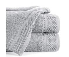 Eurofirany Carlo Badehandtuch Set Handtuch Saunahandtuch Muster – Saugstark, 100% Baumwolle 580g/m², Hochqualitativ, 3er und 6er Pack, Hellgrau, 70X140cm, 3