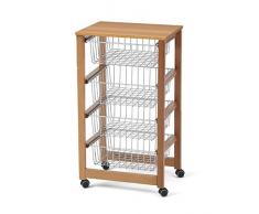 ARREDAMENTIITALIA Arredamenti Italia Küchenwagen GINGERONE, Holz - 4 Körbe - Farbe: Kirsche Holz AR-It il Cuore del Legno