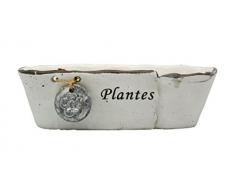 Ma Deco Maison FL18574C-B Blumenkasten Zement, Weiß, 21,5 x 7,5 x 6,5 cm