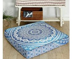 Popular Handicrafts Mandala Round Hippie Bodenkissen 35x 35 Pillow Cover blau