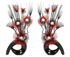 Flourish 794545 32 cm, mit passenden Mini Swirl Kunstblume, in Vase, Rot/Schwarz