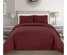 K&M Mk Collection Tagesdecke, geprägt, Übergröße, Beige/Khaki Full/Queen Burgunderfarben