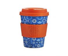 Ecoffee Cup Dutch Oven Blau, Kaffeebraun (Kaffee, Solo, 0,34 l, Blau, Orange, Bambusfaser, 1 Stück)