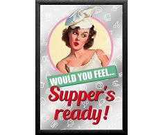 empireposter - Vintage Pin-Up - Supper - GrÃ¶Ãe (cm), ca. 20x30 - Bedruckter Spiegel, NEU - Beschreibung: - Bedruckter Wandspiegel mit schwarzem Kunststoffrahmen in Holzoptik -