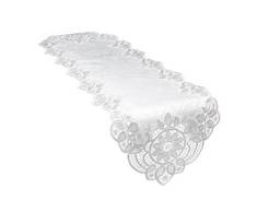 Xia Home Fashions antebella Spitze Bestickt Durchbrucharbeit Tischläufer, weiß