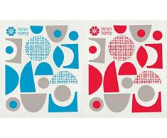 Trendy Tripper Jenn Ski Wiederverwendbare umweltfreundliche schwedische Geschirrtücher / Schwammtücher MCM Modernes Design in 2er-Pack verschiedenen Designs + Farbkombinationen Red Pods/Red Blomma 2 Stück