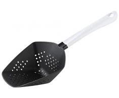 FACKELMANN 23014 Servierseiher ARCADALINA, Abseihlöffel aus Kunststoff, Schaumlöffel für beschichtete Pfannen und Töpfe (Farbe: Weiß/Schwarz), Menge: 1 Stück