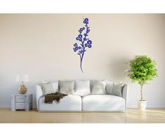 INDIGOS Wandtattoo/Wandsticker-d198 schöner Blumenstrauß Ranke Blüten Pflanze Tribal 120x39 cm- blau, Vinyl, 120 x 39 x 1 cm