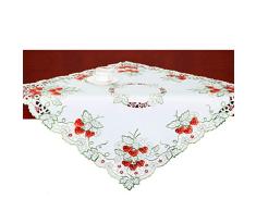 Simhomsen Elegante Erdbeere Tischläufer für Frühling und Sommer Bestickt Erdbeeren Dekorationen Kommode Schal 34 × 34 Inch weiß