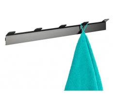 WENKO Hakenleiste Montella - Haken zum Schrauben, rostfrei, Aluminium, 49 x 5.8 x 3.3 cm, Anthrazit